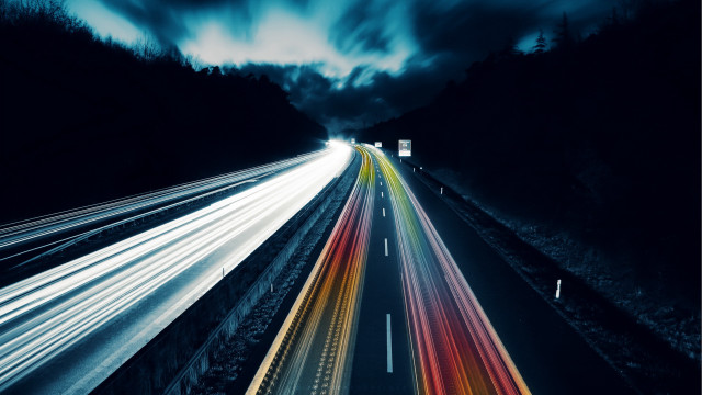 Long exposure highway night clouds free wallpaper for desktop - medium preview image
