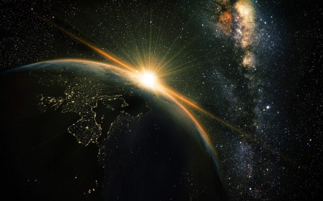 Earth space bright star aurora #2 free wallpaper for desktop - medium preview image