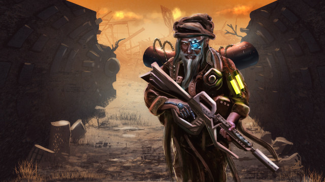 Afrofuturism man helmet gun metal free wallpaper for desktop - medium preview image