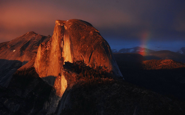 Rainbow mountain sunset fire matte free wallpaper for desktop - medium preview image