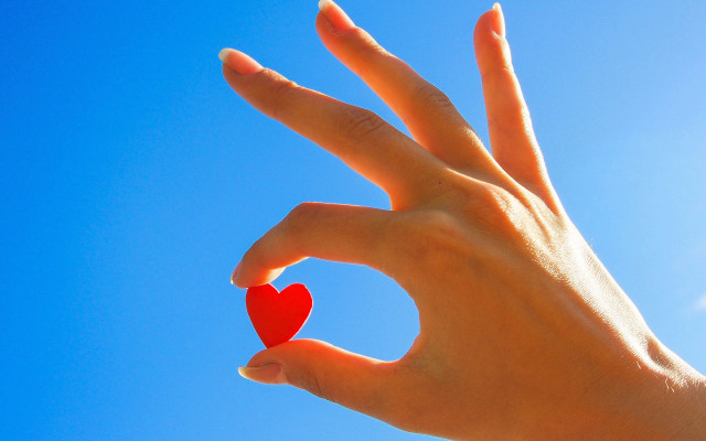 Hand heart blue sky love free wallpaper for desktop - medium preview image