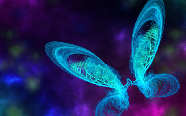 Glowing butterfly fractal hologram miku free wallpaper for desktop - medium preview image