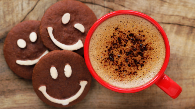 Coffee cookies table faces food free wallpaper for desktop - medium preview image