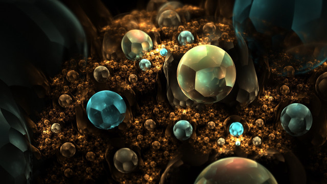 Bubbles gold blue liquid globe free wallpaper for desktop - medium preview image