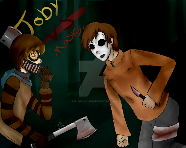 Cartoon man knife woman mask free wallpaper for desktop - medium preview image