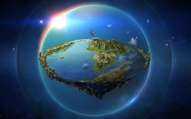 Small planet island night stars free wallpaper for desktop - medium preview image