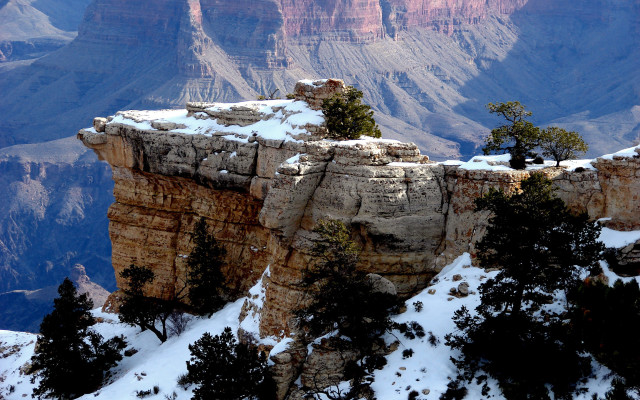 Cliff overlook canyon mountains snow free wallpaper for desktop - medium preview image