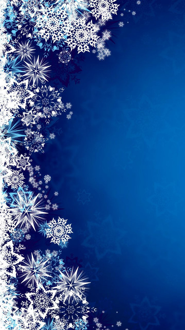 Blue white snowflakes background edge free wallpaper for mobile - medium preview image