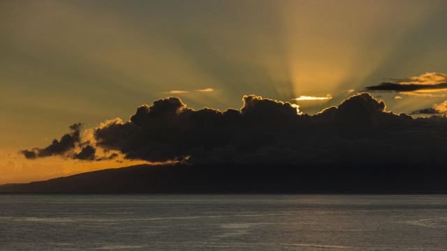 Large water boat sunset clouds free wallpaper for desktop - medium preview image