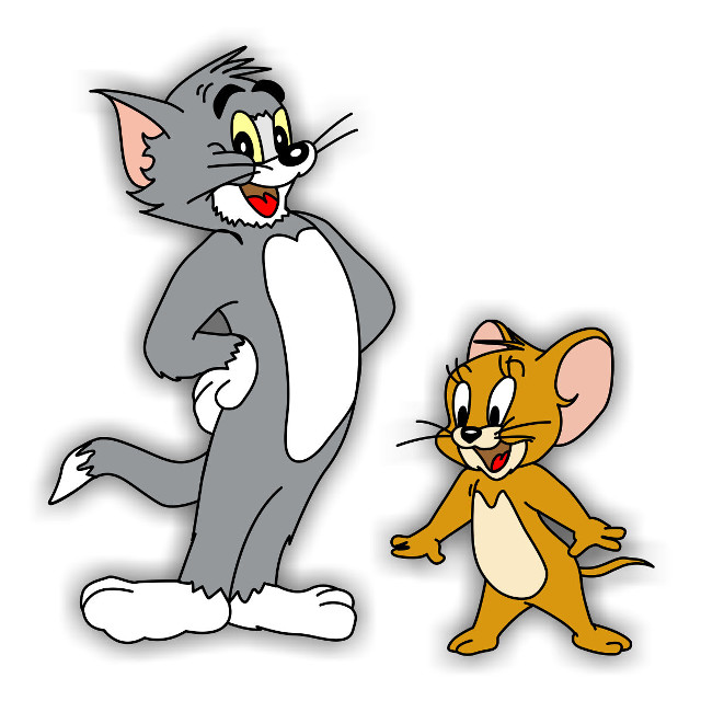 Cartoon cat mouse smiling together free wallpaper for tablet - medium preview image