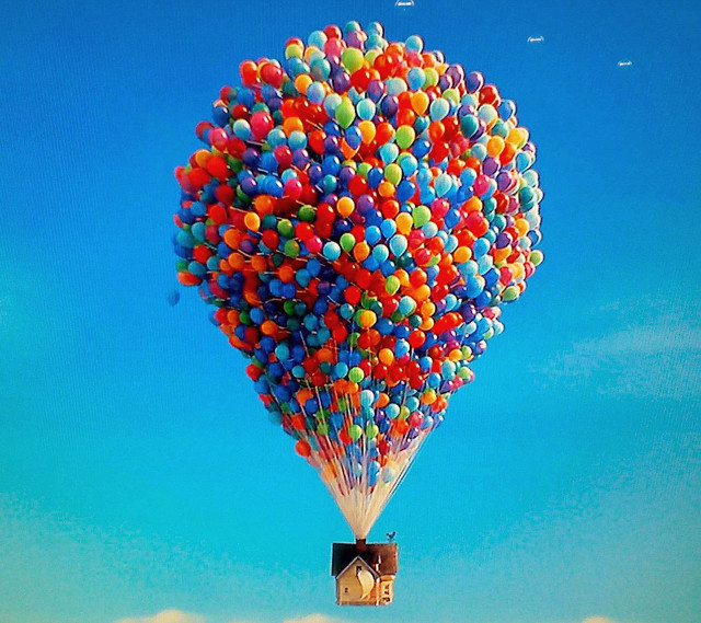 Floating house balloons ground image free wallpaper for tablet - medium preview image