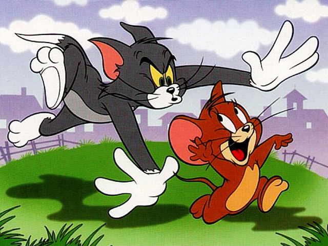 Cartoon cat mouse fighting field free wallpaper for desktop - medium preview image