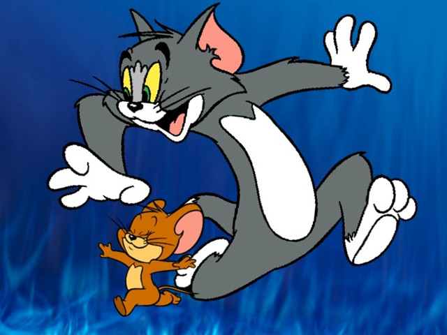 Cartoon cat mouse water friends free wallpaper for desktop - medium preview image
