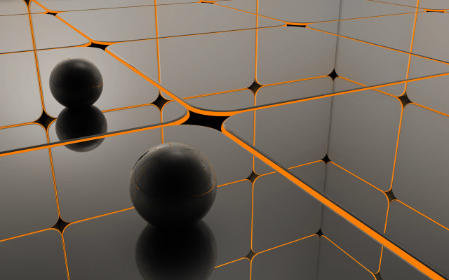 Black ball cube pattern orange free wallpaper for desktop - medium preview image