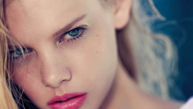 Blonde blueeyes windblown hyperrealism fashion free wallpaper for desktop - medium preview image