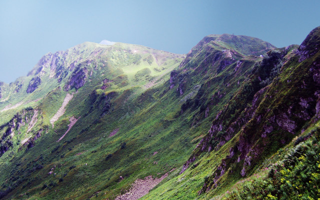 Mountain trail hikers murata range free wallpaper for desktop - medium preview image