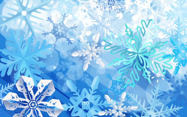 Snowflake blue winter folk art free wallpaper for desktop - medium preview image