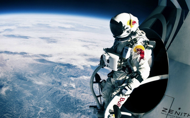 Space suit man earth view free wallpaper for desktop - medium preview image
