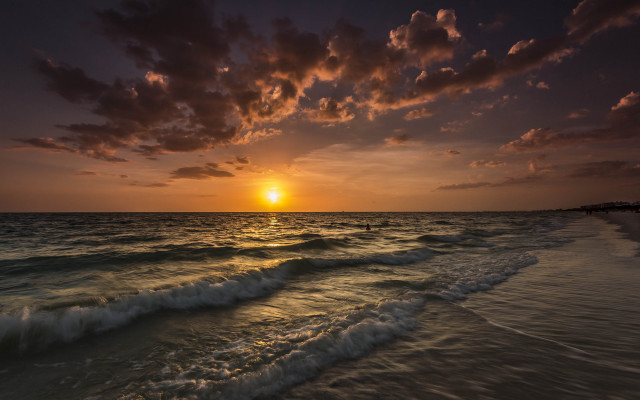 Sunset ocean waves surfboard dusk #2 free wallpaper for desktop - medium preview image