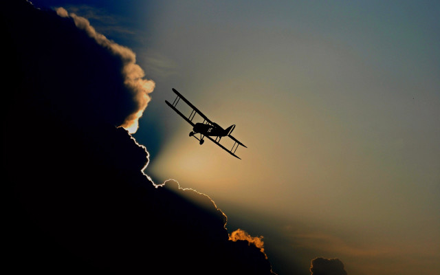 Plane sky clouds sunset ocean free wallpaper for desktop - medium preview image