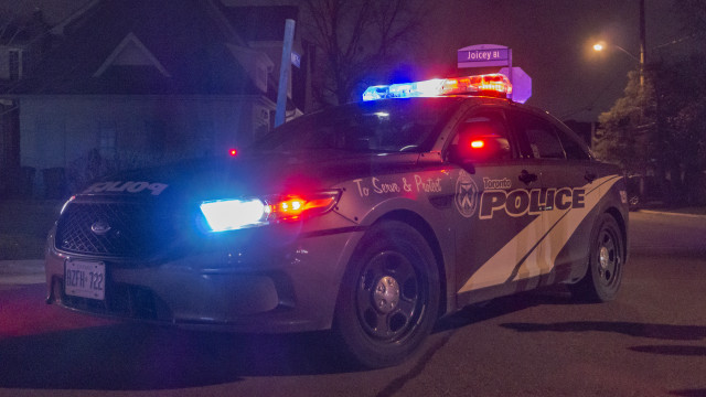 Police car night futurism tilt free wallpaper for desktop - medium preview image
