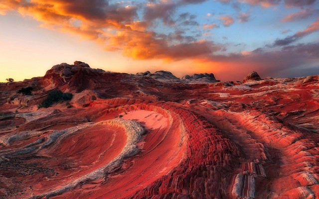 Red mountain sunset clouds forest free wallpaper for desktop - medium preview image