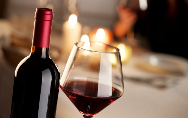 Wine bottle glass candles bokeh free wallpaper for desktop - medium preview image