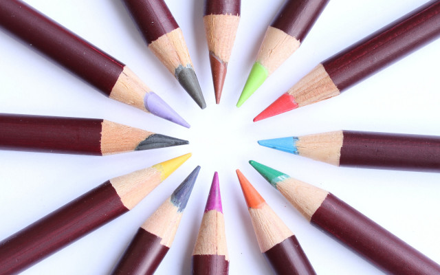Pencils circle white surface art free wallpaper for desktop - medium preview image