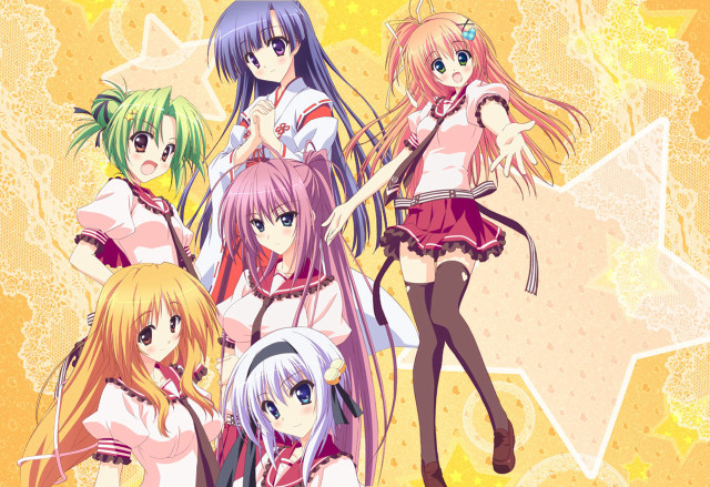 Anime girls yellow background stars free wallpaper for desktop - medium preview image