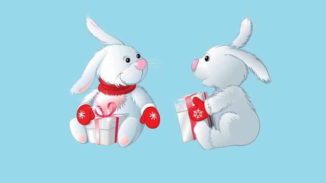 White rabbits gifts naive art free wallpaper for desktop - medium preview image