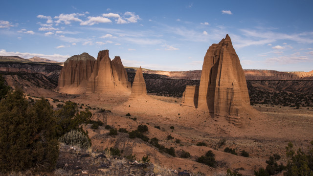 Desert rocks trees clouds matte free wallpaper for desktop - medium preview image