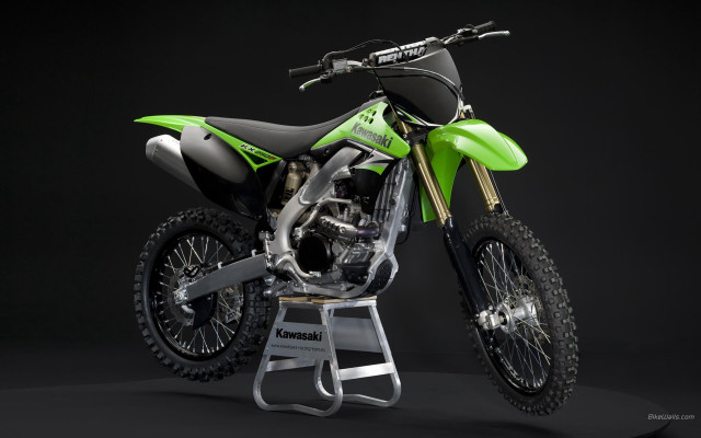 Green dirt bike stand black free wallpaper for desktop - medium preview image