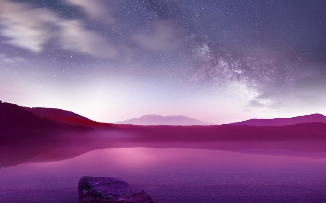 Purple sky lake mountains stars free wallpaper for desktop - medium preview image