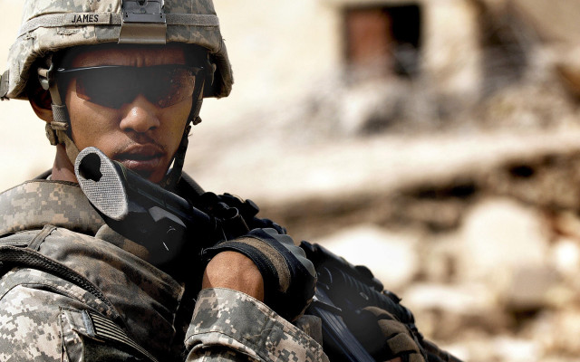 Soldier helmet sunglasses gun military free wallpaper for desktop - medium preview image