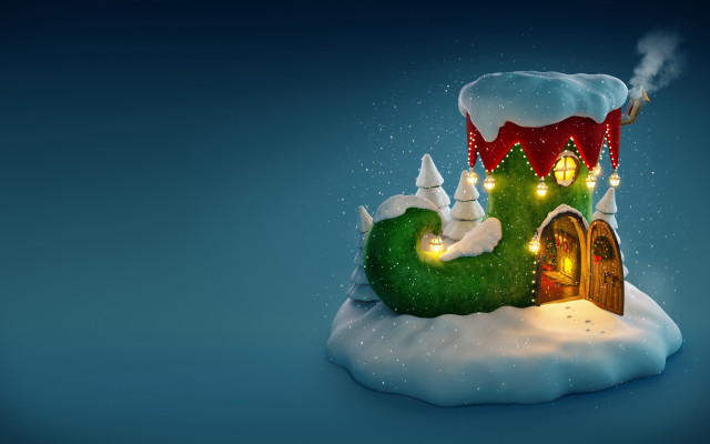 Christmas house lights green snake free wallpaper for desktop - medium preview image