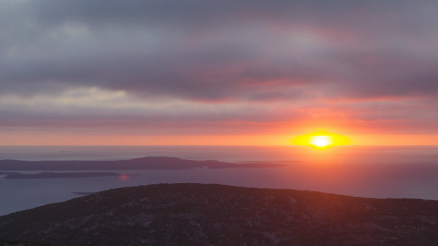 Sunset mountain horizon water lights free wallpaper for desktop - medium preview image