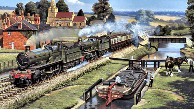 Train river bridge horses carriages #2 free wallpaper for desktop - medium preview image