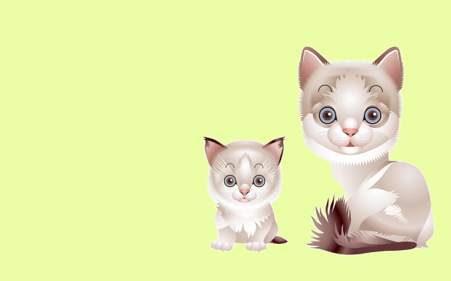 White cat green background yellow free wallpaper for desktop - medium preview image