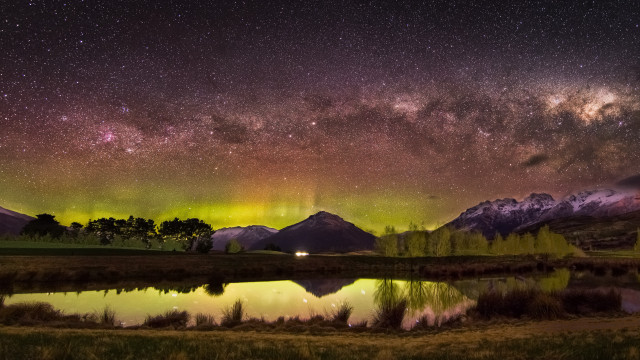 Night sky stars lake mountains #2 free wallpaper for desktop - medium preview image
