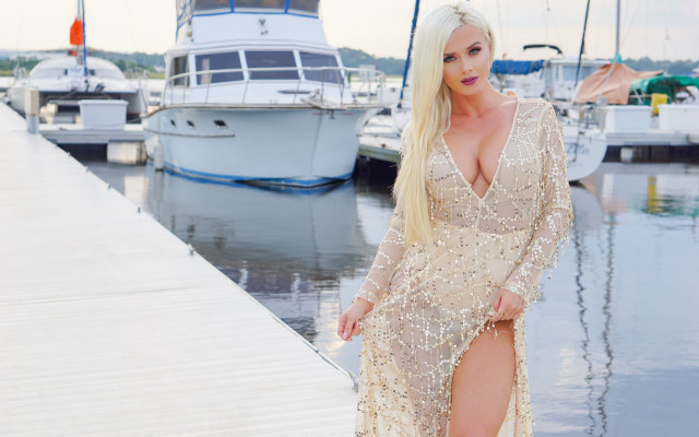 Woman dock boats blonde 3d free wallpaper for desktop - medium preview image