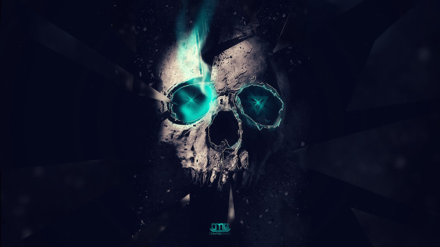 Skull glasses blue light night free wallpaper for desktop - medium preview image