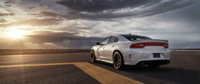 White car cloudy sky sunbeams free wallpaper for desktop - medium preview image
