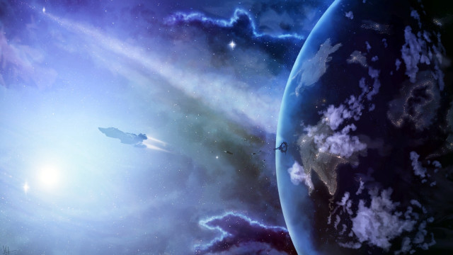 Space station planet star milky free wallpaper for desktop - medium preview image