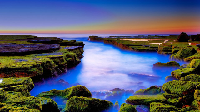 River beach sunset rainbow nature free wallpaper for desktop - medium preview image