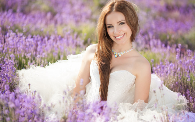 Lavender field woman white dress #3 free wallpaper for desktop - medium preview image