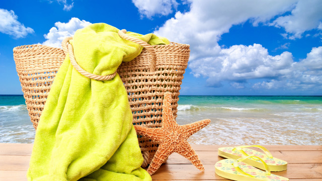 Towel starfish flipflops ocean deck free wallpaper for desktop - medium preview image