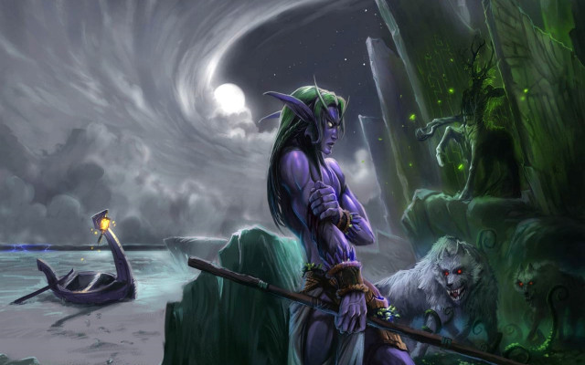 Purple man spear boat monster free wallpaper for desktop - medium preview image