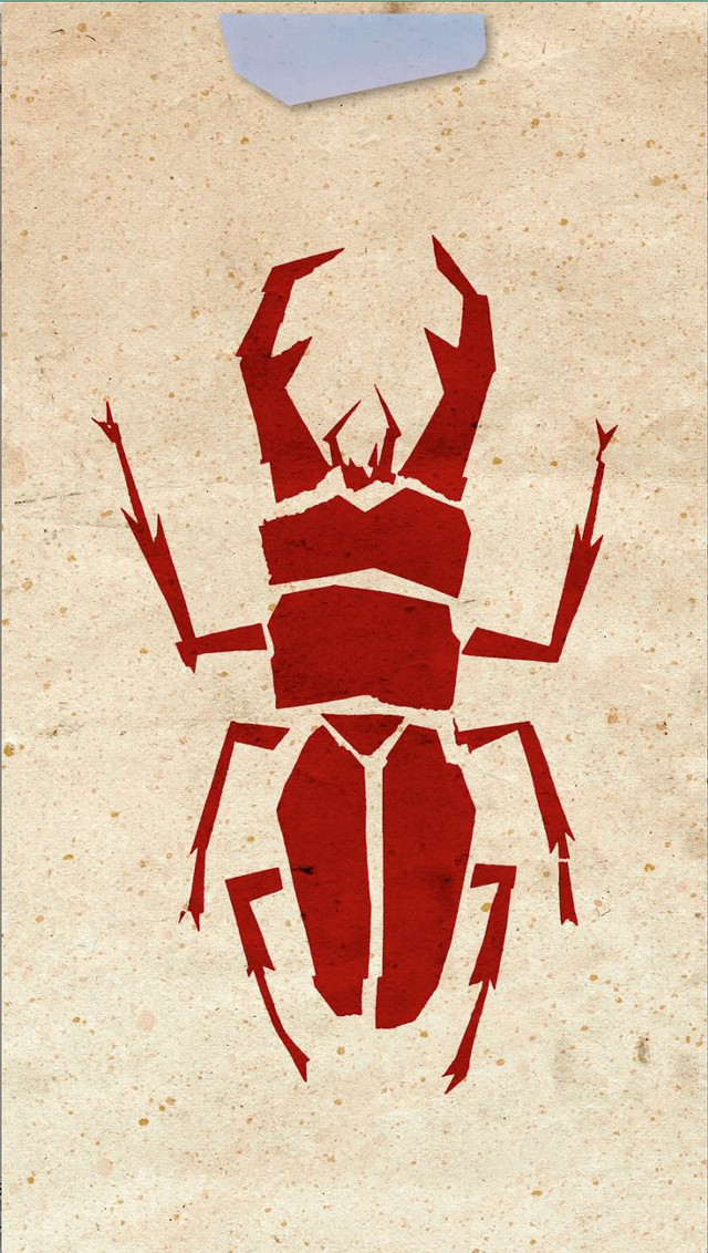 Red insect paper blue white free wallpaper for mobile - medium preview image