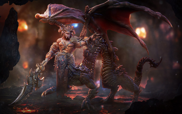 Demonic cave monsters sword demon free wallpaper for desktop - medium preview image