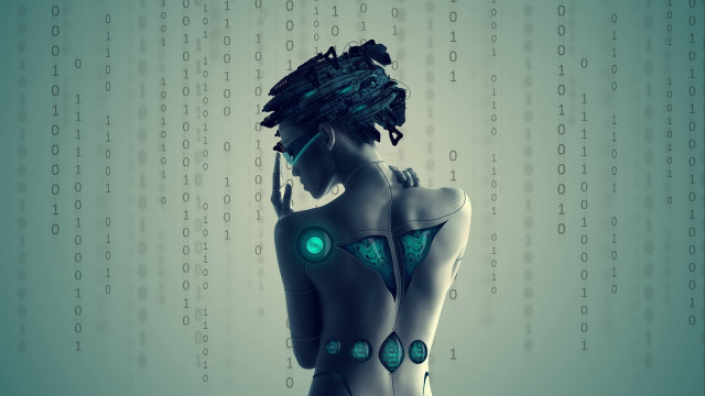 Woman headpiece digital background cyberpunk free wallpaper for desktop - medium preview image
